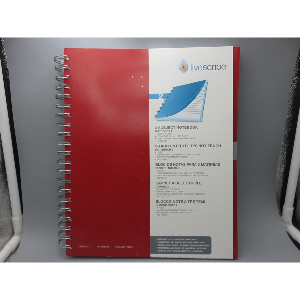 Livescribe 3 Subject Notebook 2 Red College Ruled Dot Paper 150 Sheets ANA-00025